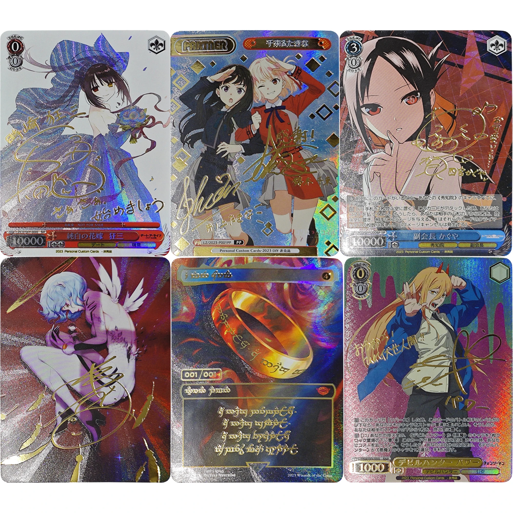 6 Models Anime Signature Flash Cards Takina Inoue Ayanami Rei Tokisaki Kurumi Classic Anime Collection Cards DIY Gift Toy