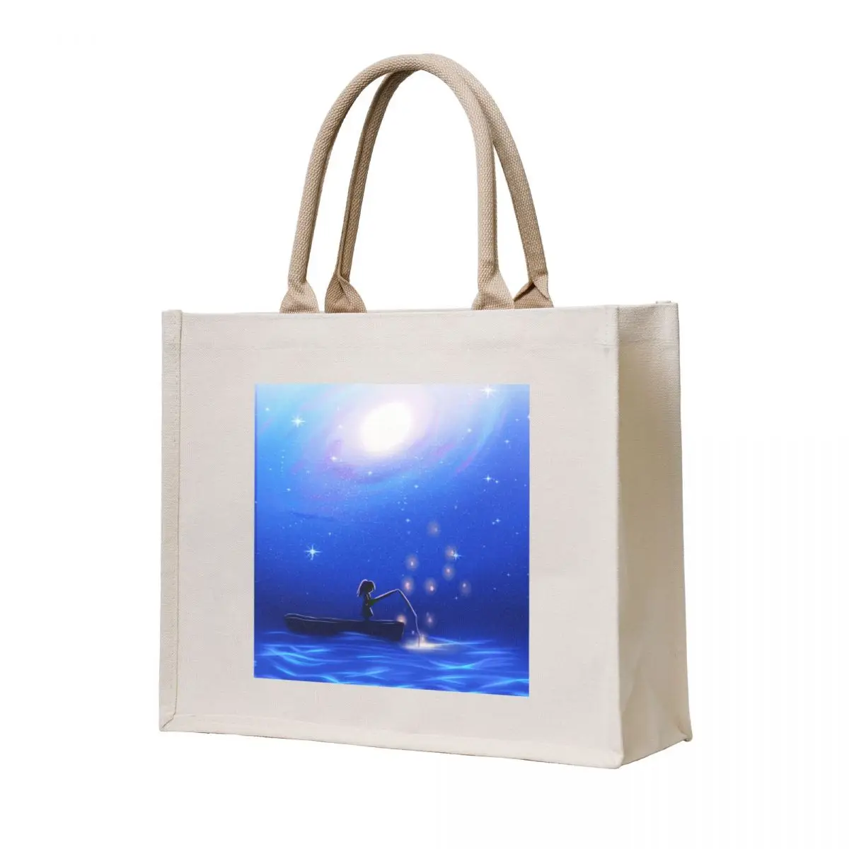 

Girl on a boat star galaxy blue Tote Bag women bag foldable reusable bag tote women bags woman 2025