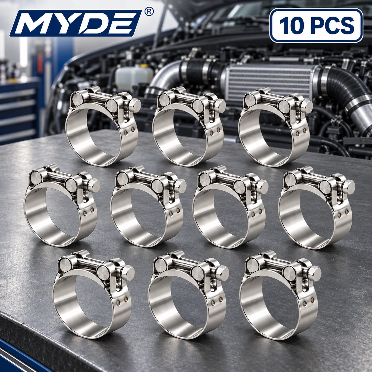10 Stück 304 Edelstahl T-Bolzen Schlauchschellen Hochleistungs-Klemmen für Auto Turbo Ladeluftkühler Silikonrohre – Detail 4