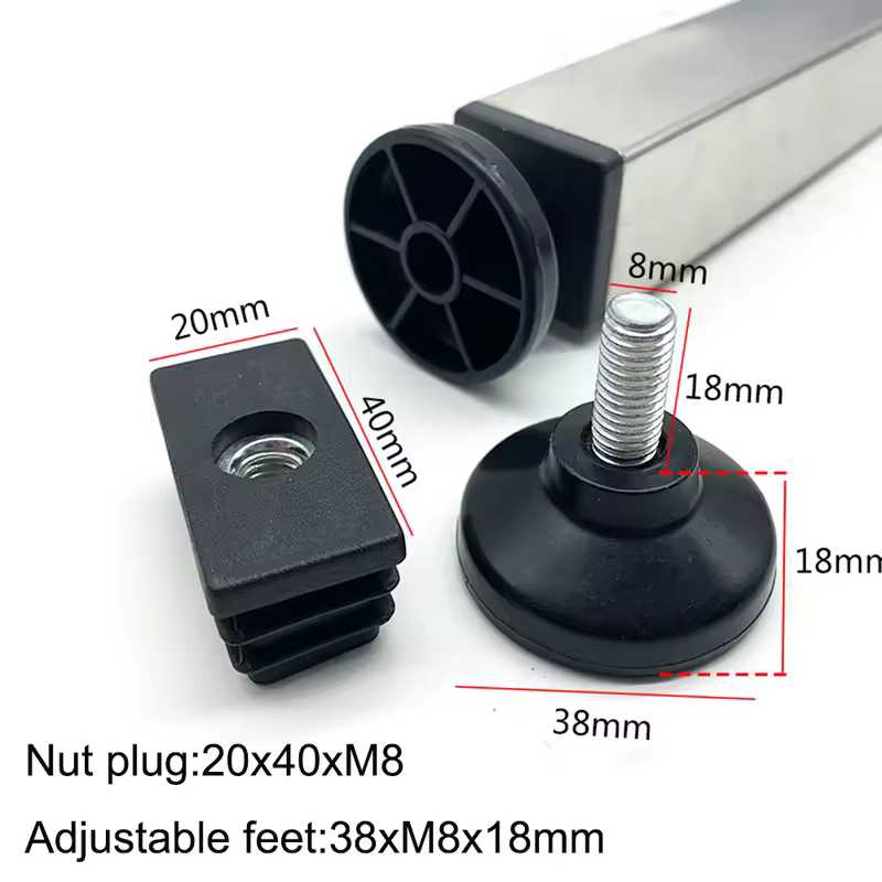 4Pcs Adjustable Furniture Feet And Square/Rectangular Tube Plug With Nuts Black Sofa Chair Table Leveler Legs For Furniture - Image 17