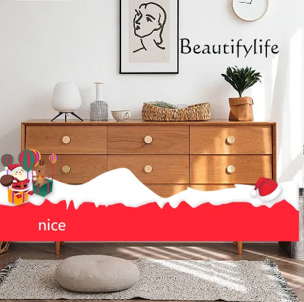 

sZPure solid wood cherry wood bedroom chest cabinet log locker designer high-end fashion new