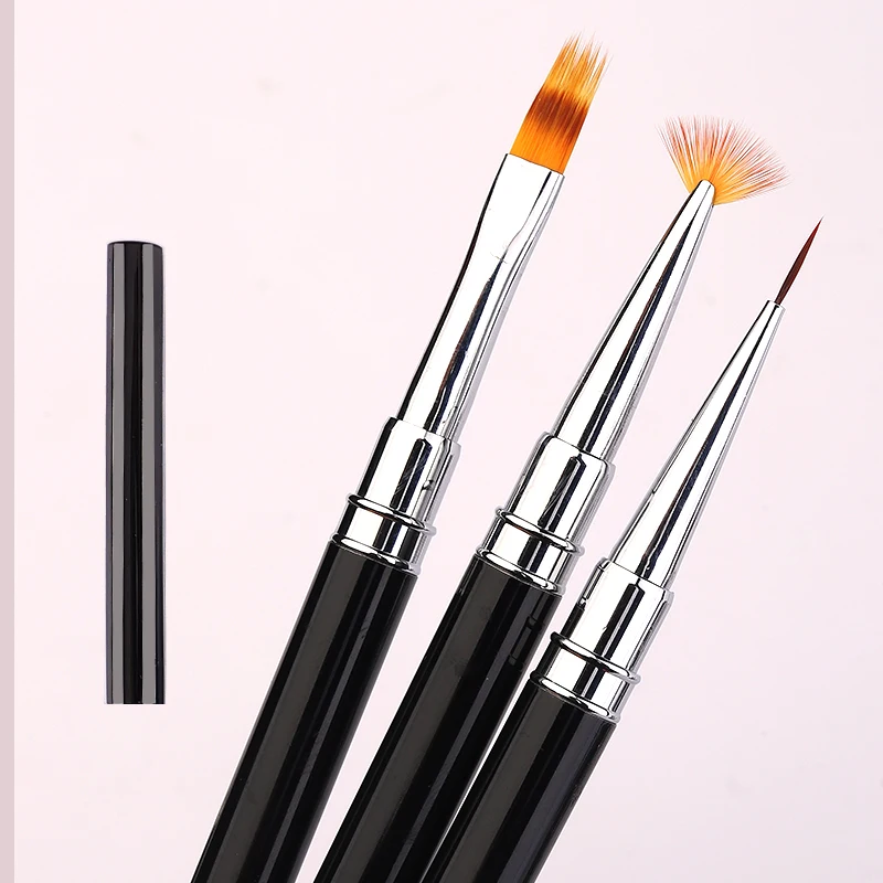 1/15 stücke Nail art Pinsel Set UV Gel Verlängerung Zeichnung Carving Schwarz Metall Stange Pinsel Set von Kunst/funktionale/Liner/Spitze Pinsel Werkzeuge
