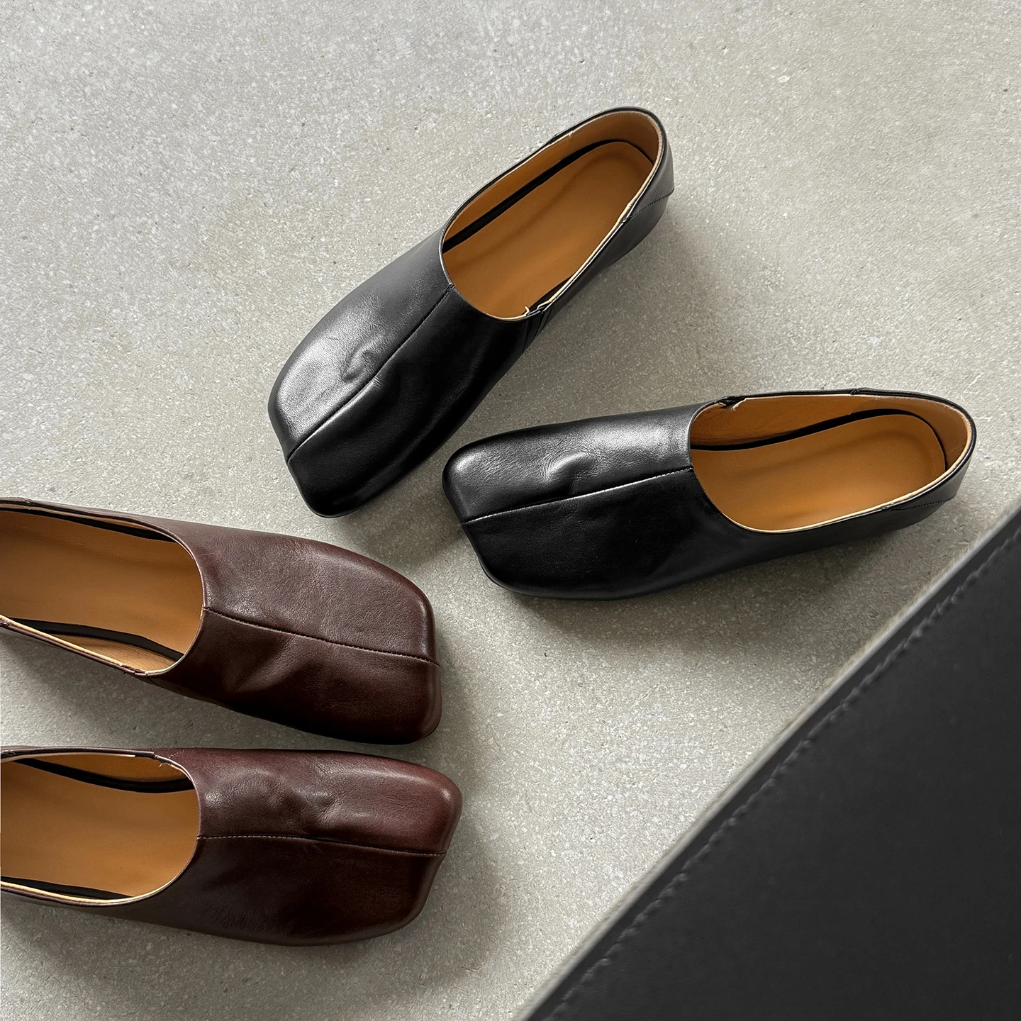 Dilalula 2026 Spring New Natural Leather women's Flats Flat Heel Pumps Female Daily Leisure Leather Walk Shoes Brown view 6