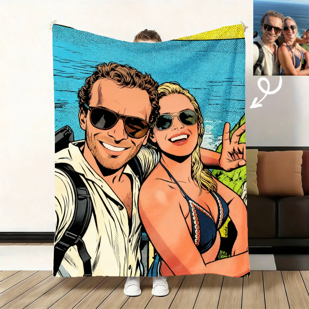 Custom Photo Flannel Blanket Choose Style For Couple Kids Girl Boy Pet Personalized Gift Blanket For Birthday Valentine's Day