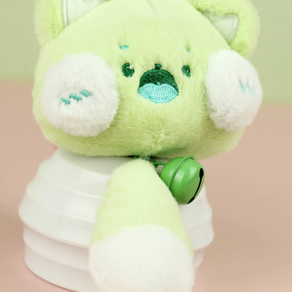 Moda longa cauda gato de pelúcia chaveiro com sino pp algodão gato de pelúcia chaveiro dos desenhos animados adorável gato de pelúcia boneca pingente casal presente