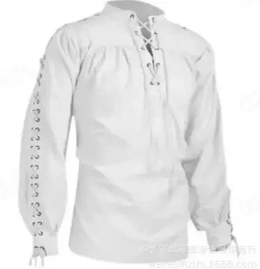 Costume da guerriero cavaliere medievale per uomo adulto Túnica verde Abbigliamento Norman Chevalier Treccia Pirata Saxon Top Camicia per uomo