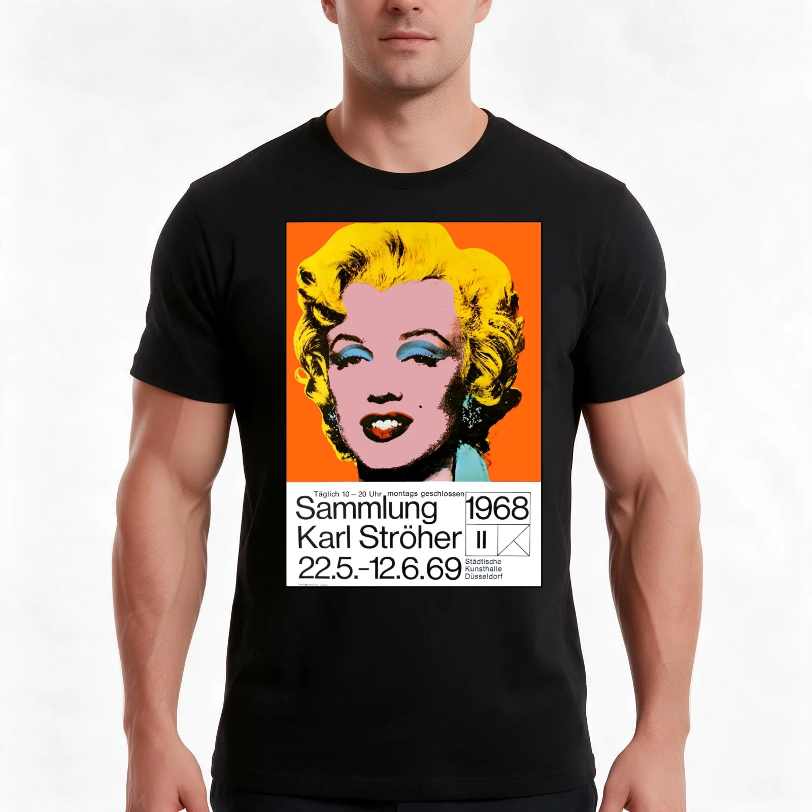 WARHOL : Vintage 1968 Art Show Print in Dusseldorf Germany T-Shirt, Summer Casual Cotton Tee, Oversized Streetwear Tops