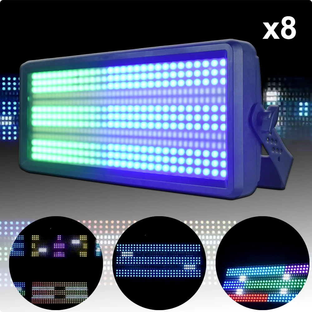 YUER NEW 8PCS 100W RGB LED Pixel Light DMX512 Sound Control 270 RGB 5730 White LED 0-100% Dimming Strobe for Stage Party