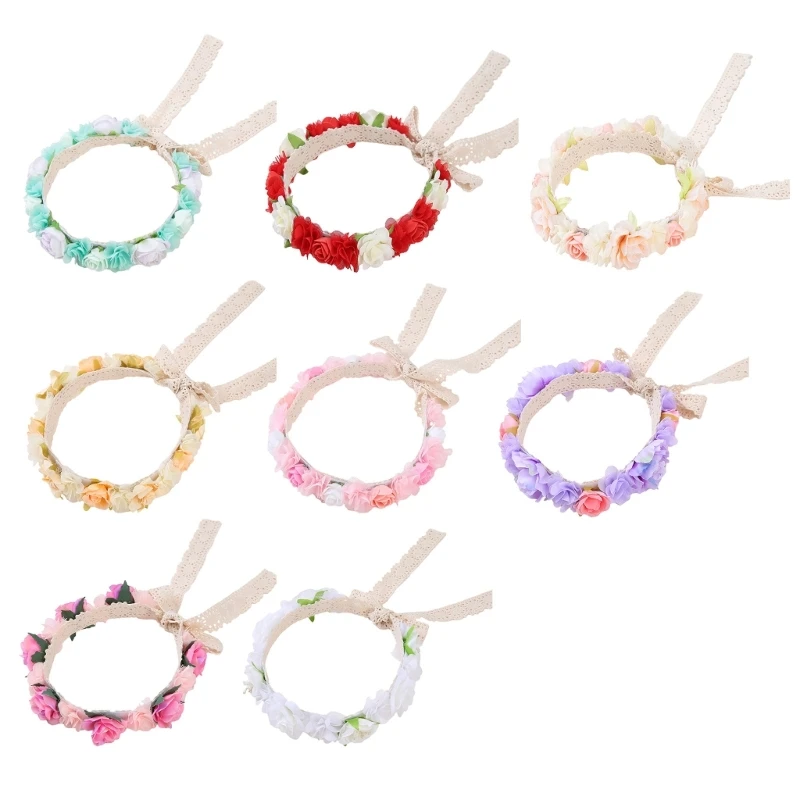 

Повязка для волос для девочек, кружевная повязка на голову с цветком, реквизит для фотосъемки, регулируемая повязка для волос,