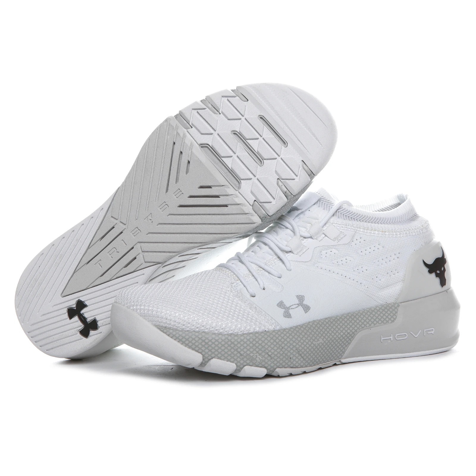 UNDER ARMOUR UA-Chaussures de course respirantes pour homme, baskets de gym souples, Johnson Rock 3 Bull, chaussettes noires et grises