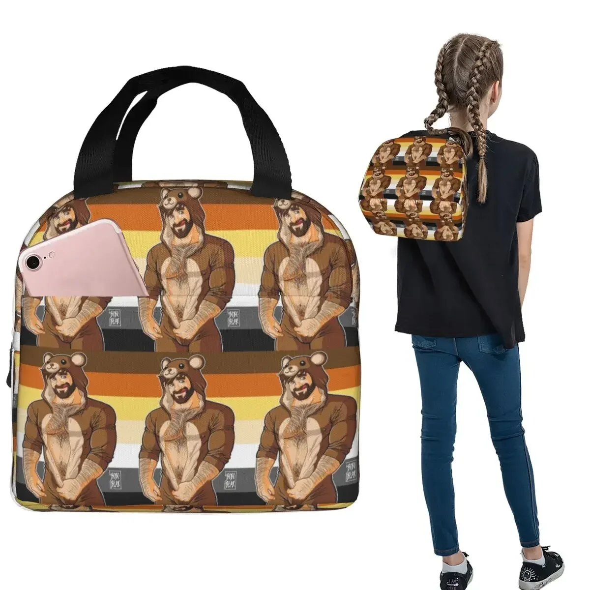 Adam Likes Teddy Bears - Bear Pride Insulated Lunch Bag for Women Kids Portable Food Boxes Thermal Lunch Box Tote