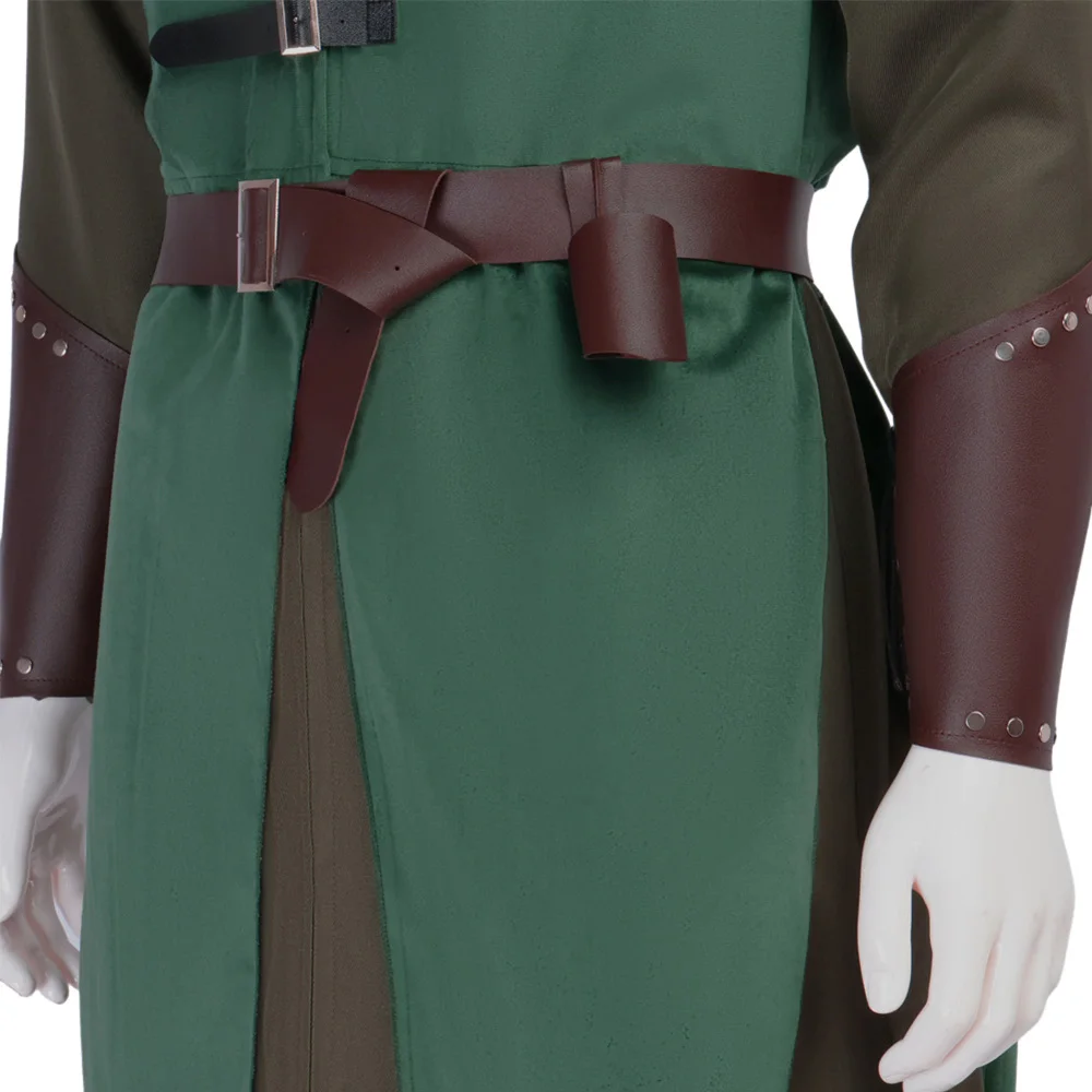 エルフ戦士コスプレグリーン衣装スーツ中世ルネッサンス男性男性変装ドレスベスト衣装ハロウィンカーニバルパーティー