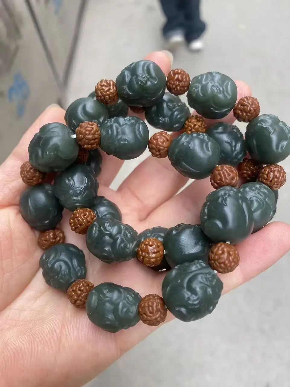 Hetian Jade hand carving mythical beast Bead Bracelet Natural Nephrite Bracelet jade wealth jewelry bracelets With certificate