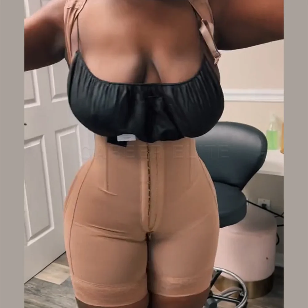Fajas Colombianas Post Surgery High Compression Stage 2 Tummy Control Shapewear Bodusuit with Hook and Eye Corset Liposuction