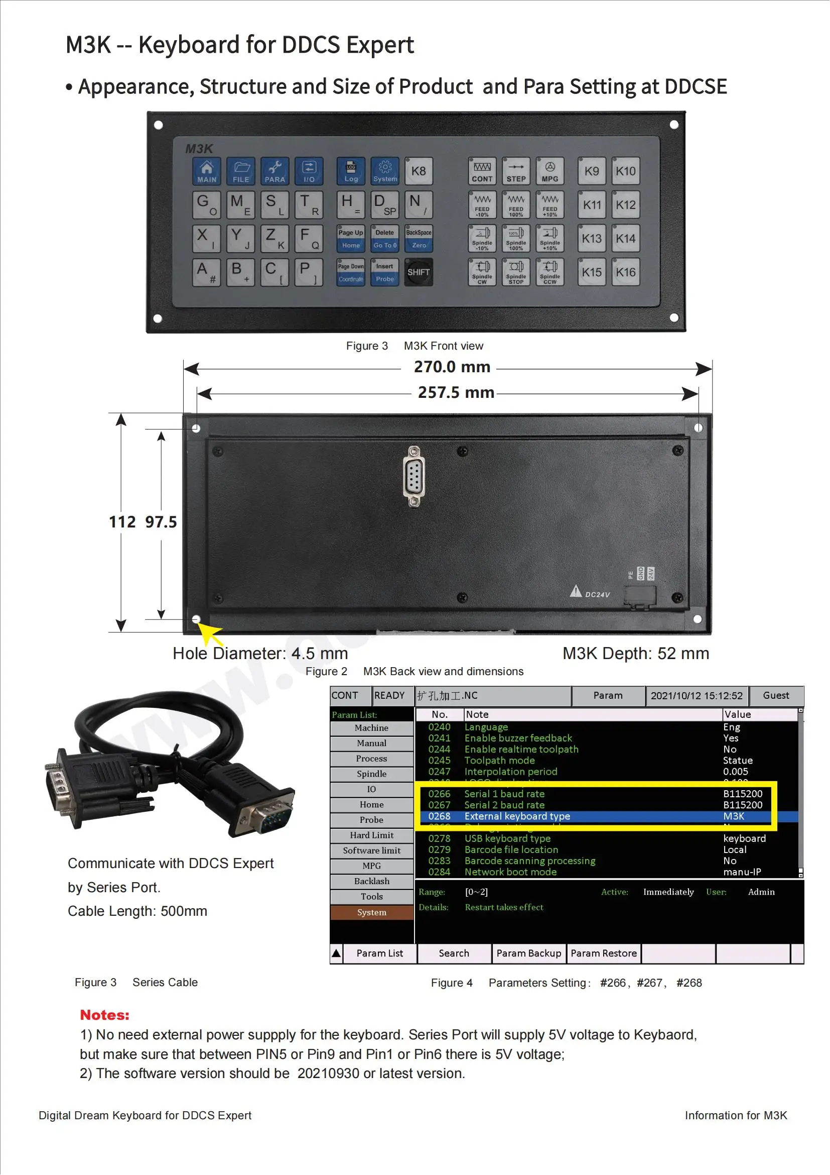 Extended Keyboard M3K For 3 / 4 / 5 Axis CNC Standalone Motion Controller off-line DDCS Expert