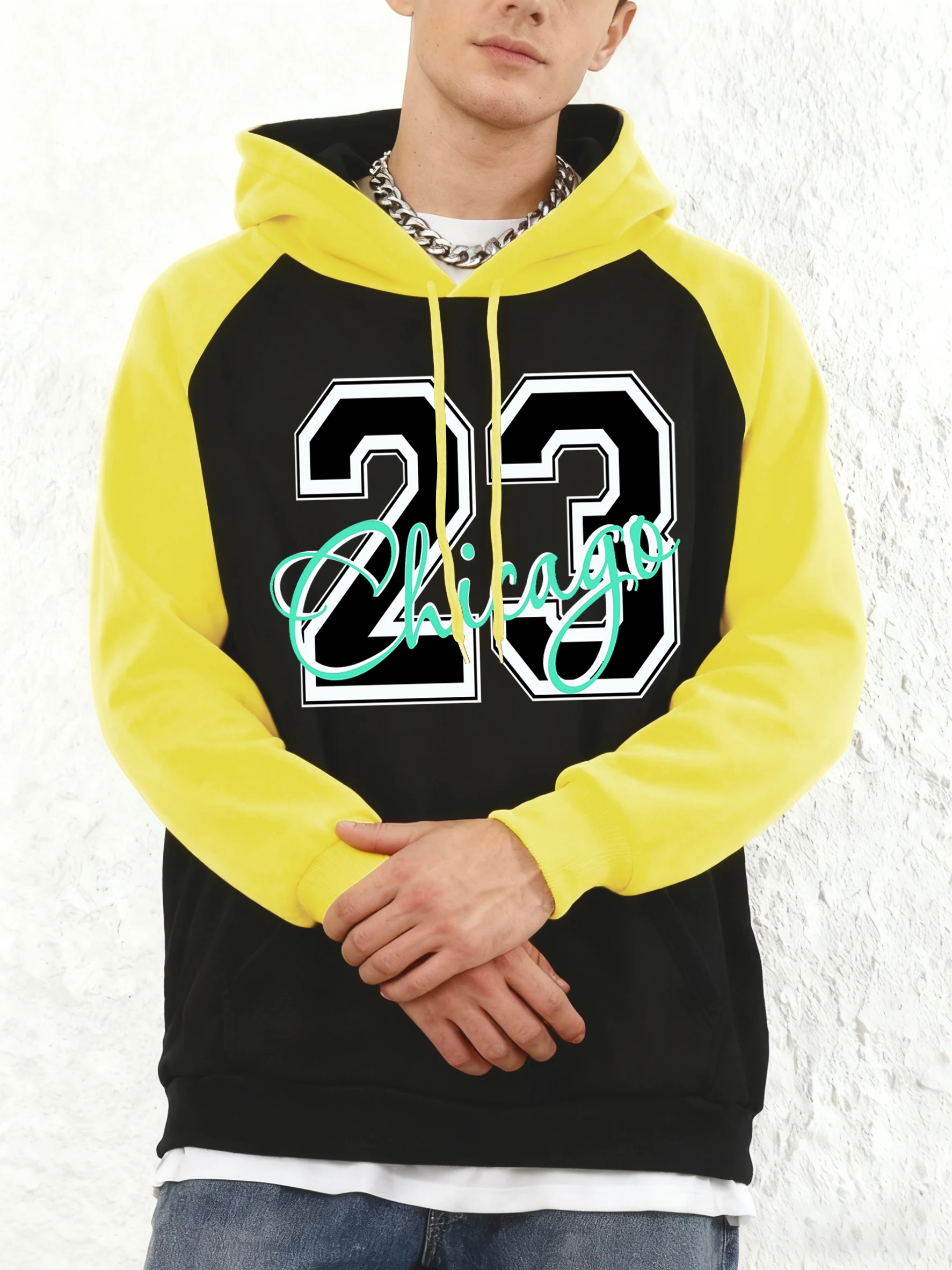 Sudadera con capucha Chicago número 23 para hombre, transpirable, estilo raglán, holgada, informal, deportiva, sencilla, suave, unisex