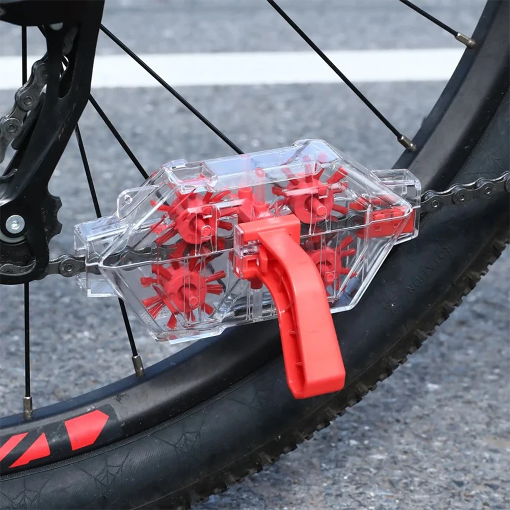 Bike Chain Cleaner, Soaking Design Transparent And Visible Quick Disassembly Bicycle Chain Cleaning Tool With Rotating Brushes