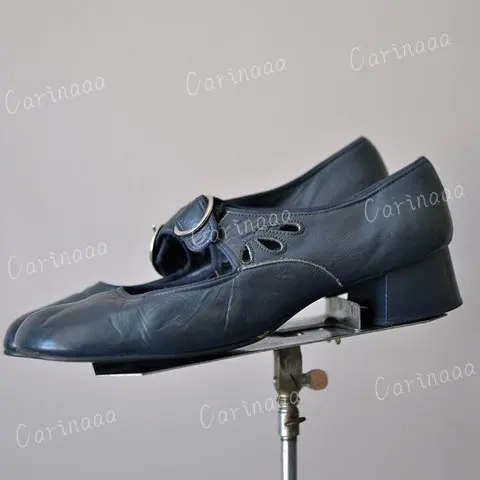 Scarpe da donna Cosplay medievali primavera tacchi bassi scarpe singole fibbia tacchi spessi poco profondi scarpe da lavoro madre