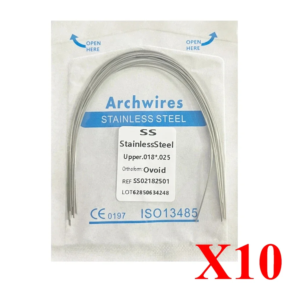10pack AG Tandheelkundige Boogdraden Orthodontische Super Elastische NITI Ronde Rechthoek Archwire Lagere/Bovenste 012/014/016/018/020/16x16/16x22