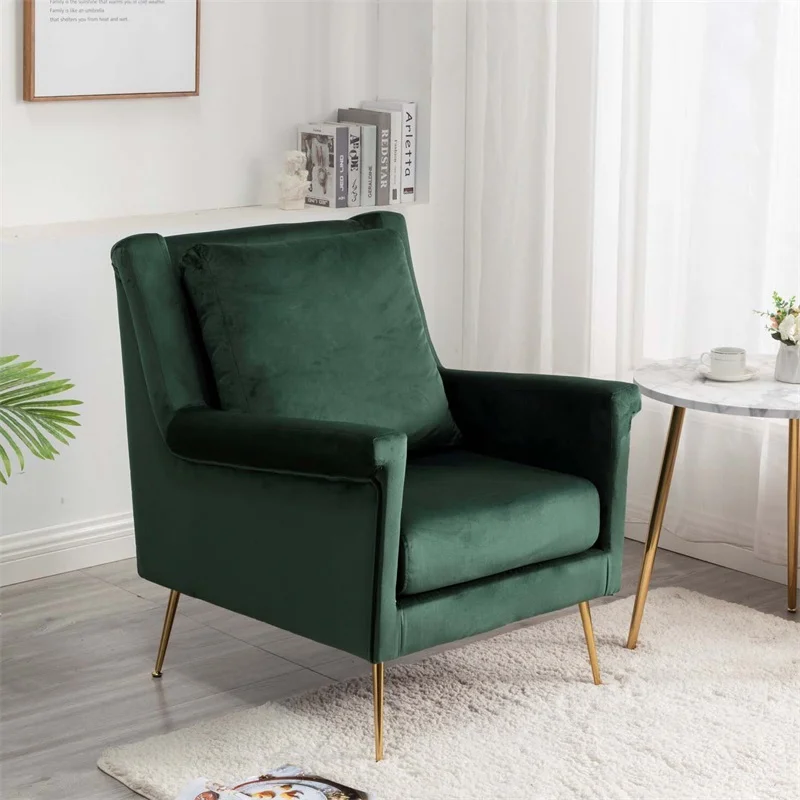 

Hong Kong-style light luxury Nordic modern living room dark green single sofa chair simple small apartment Internet celeb