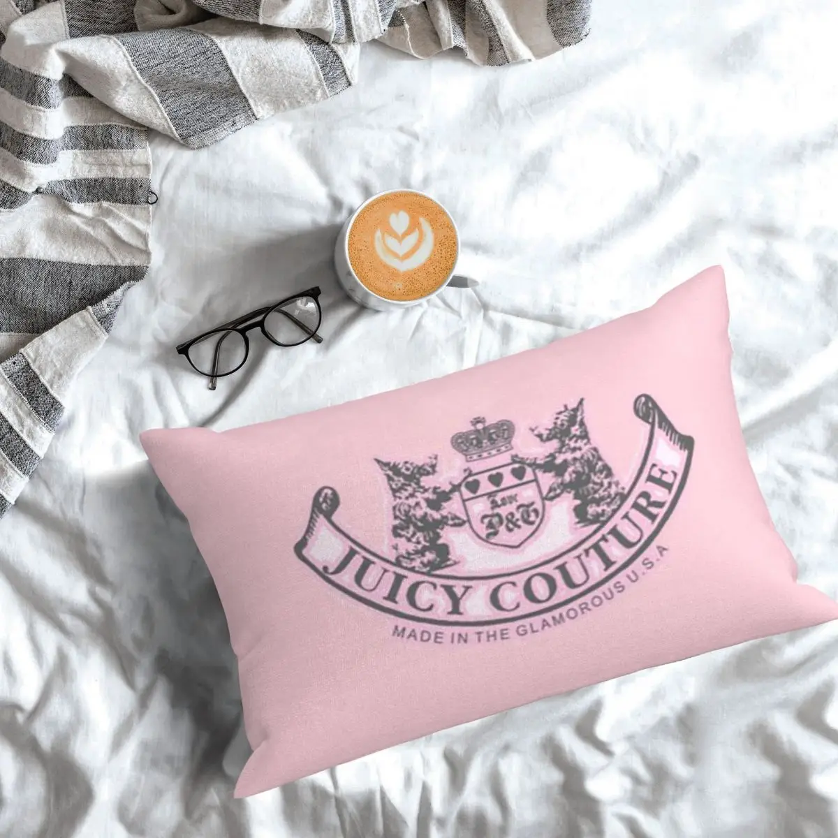 Funda de Almohada Rectangular Clásica Juicy Couture, Decorativa para Dormitorio, Cama, Hogar, Cómoda y Elegante