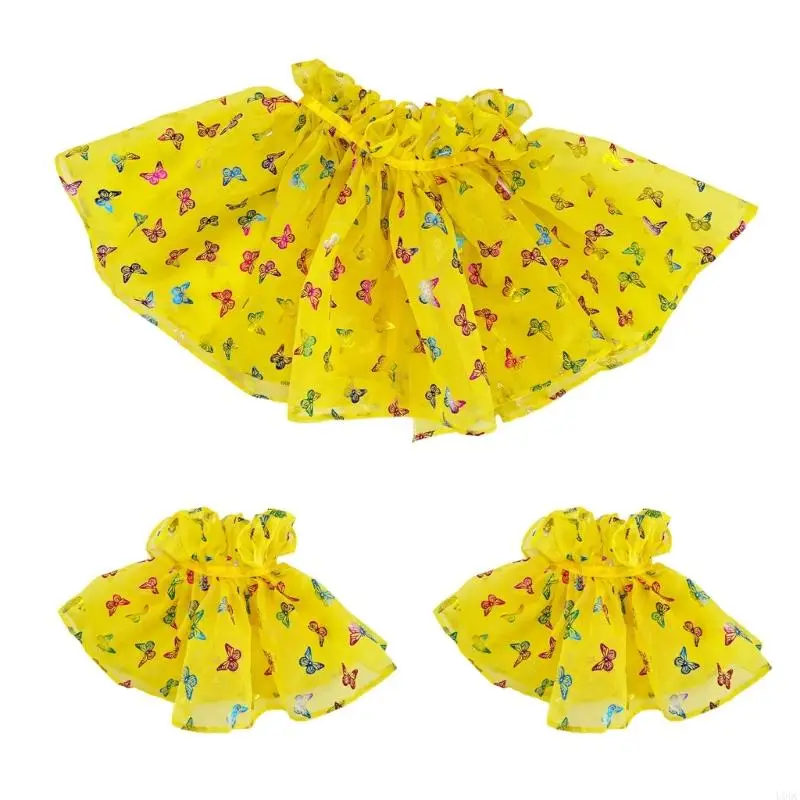 Gathered Neck Collar and Matching Wrist Accessories, Butterfly Print Costume Set for Role Play and Costume Photos Y166
