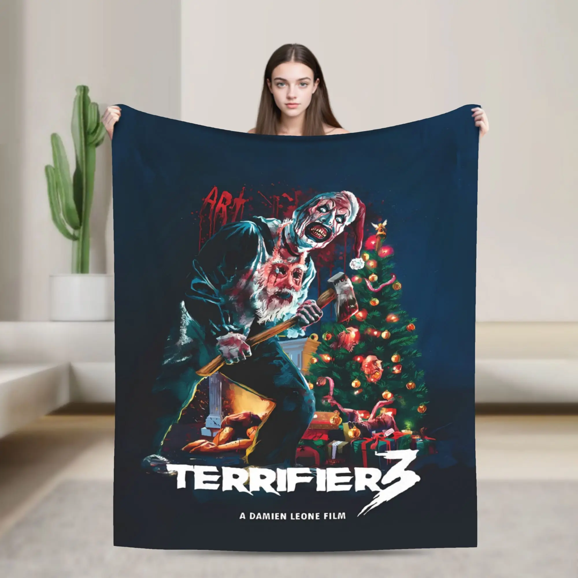 Terrifier Movie Blanket  Warm Soft Fluffy Plush Bedding Throws For Girls Boys Living Room Flannel Bedspread Bed Cover