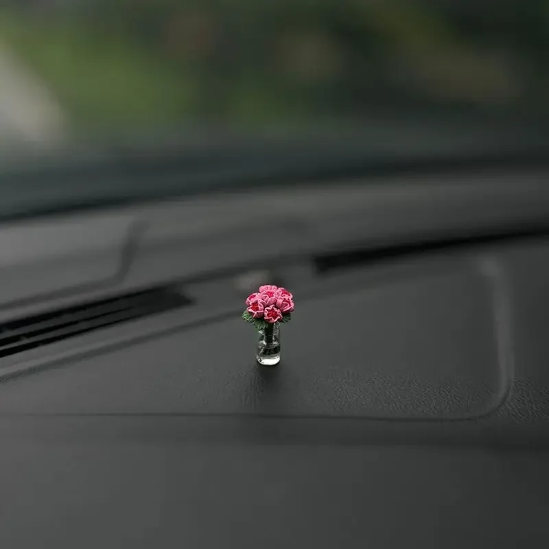 New Car Interior Decoration Mini Rose Sunflower Vase Auto Center Console Decoration Ornaments for Car Gifts Car Accessories