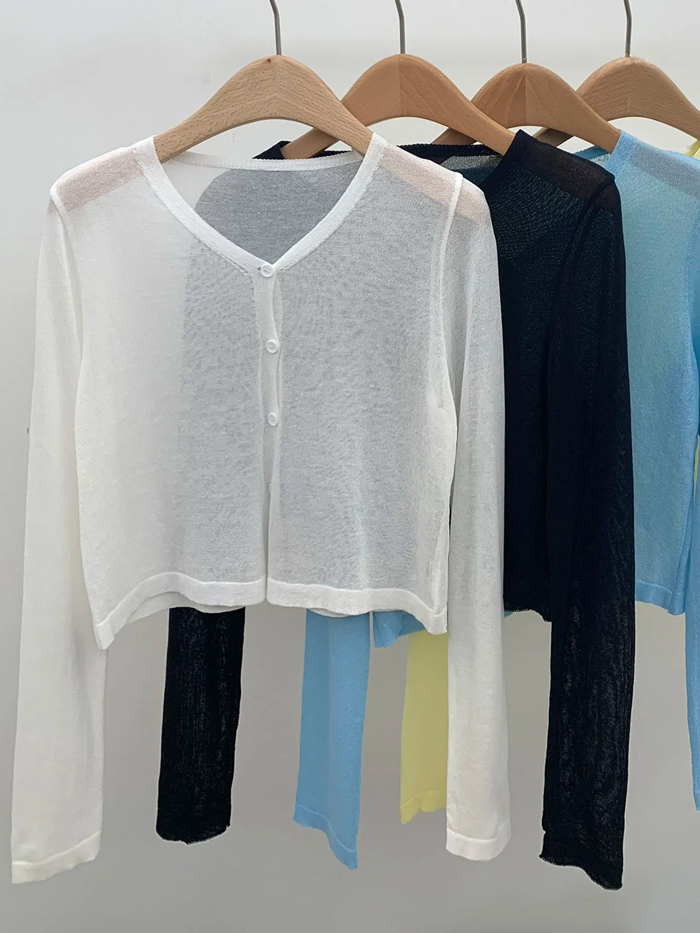 

White Thin Breathable Summer New Sle Women's Knitted ort Coat Sun Protection Open Cardigan Korean Loose Fit Long Sve