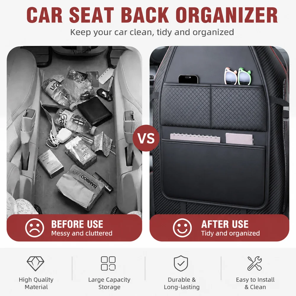 High‑Grade Car Seat Back Multifunctional Storage Bag Multi‑Pocket Hanging Fit Standard & Sport Seats Auto Interior Parts view 6