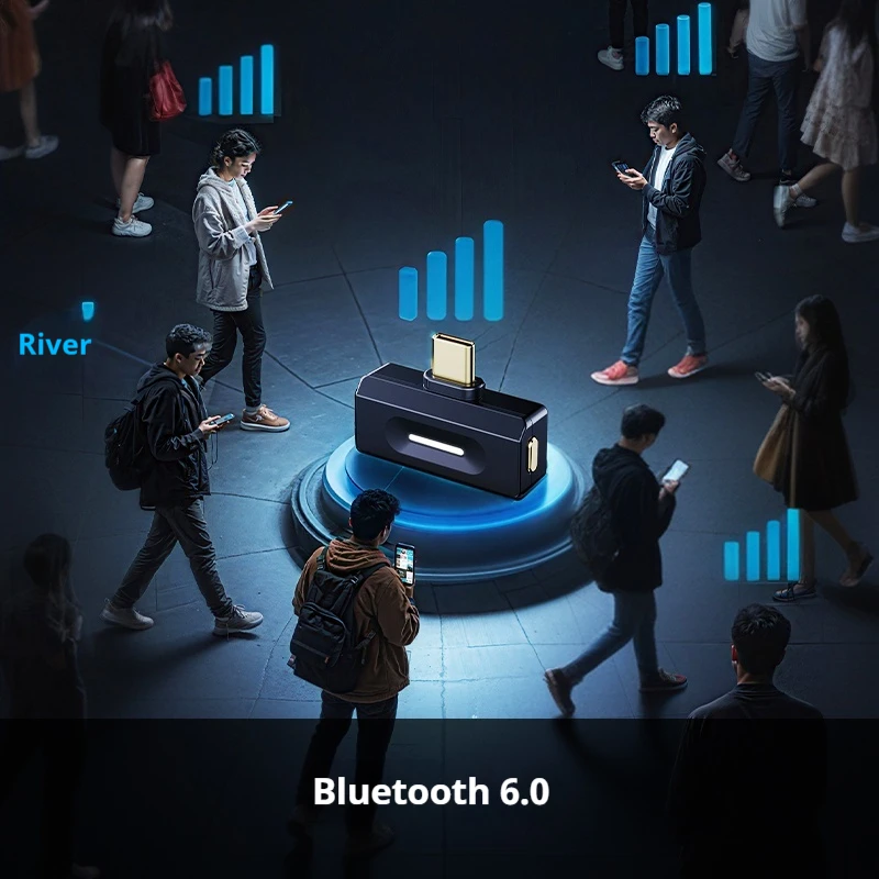 FiiO Air Link(Type-C) Bluetooth 6.0 トランスミッター、モバイル/ゲームプレーヤーからワイヤレスヘッドフォンへの接続、QCC5181 チップ、LDAC/AptX アダプティブ