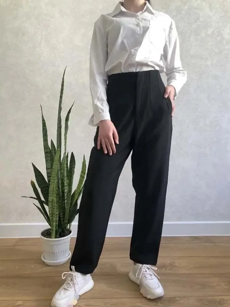 Willshela 2023 Pencil Women Pants High Waist Pants for Women With Seam Detail Streetwear Woman Ankle Trousers Autumn Office Pant