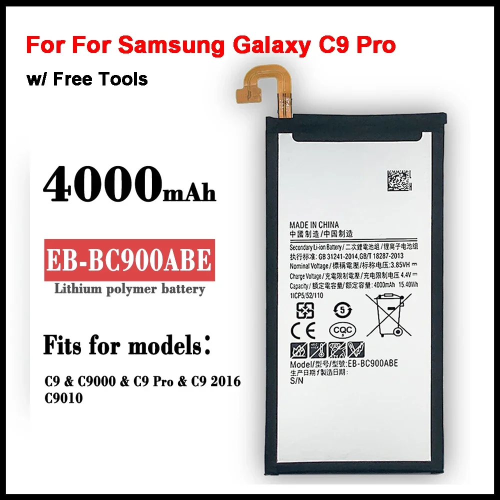 Original Replacement Battery EB-BC900ABE For Samsung Galaxy C9 Pro SM-C9000 C9008 C900F C900Y 4000mAh Batteria