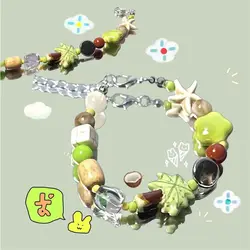 Resin Bead Lucky Fish Bracelet Glass Coconut Tree Hand Rope Fashion Jewelry Accessories Girls Gift