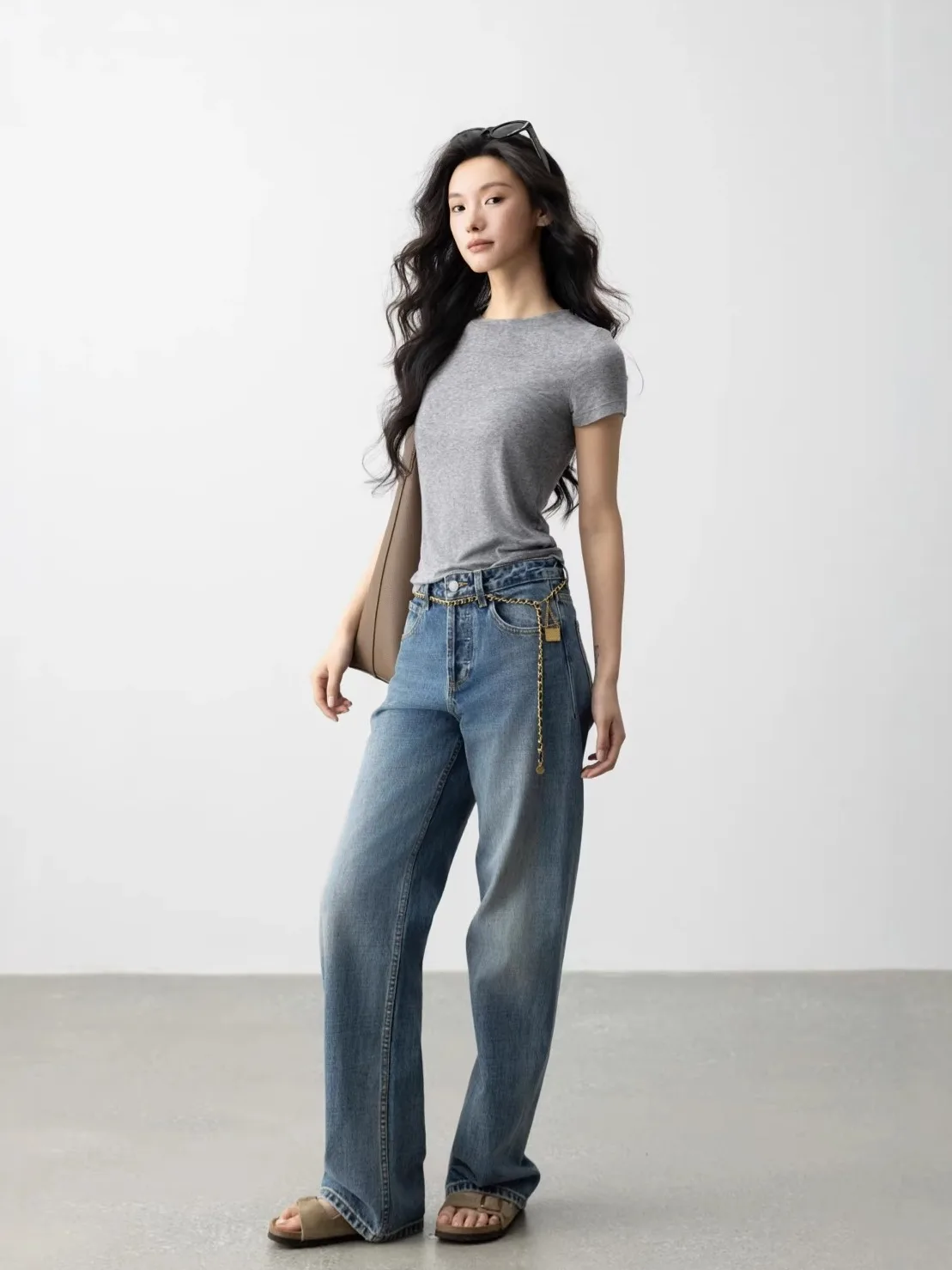 

Boyfriend Sle Pure Cotton mid Waist Big Bull Denim Jeans Cleanfit Spring Autumn Ladies Loose Fit No Stretch l Waist B...