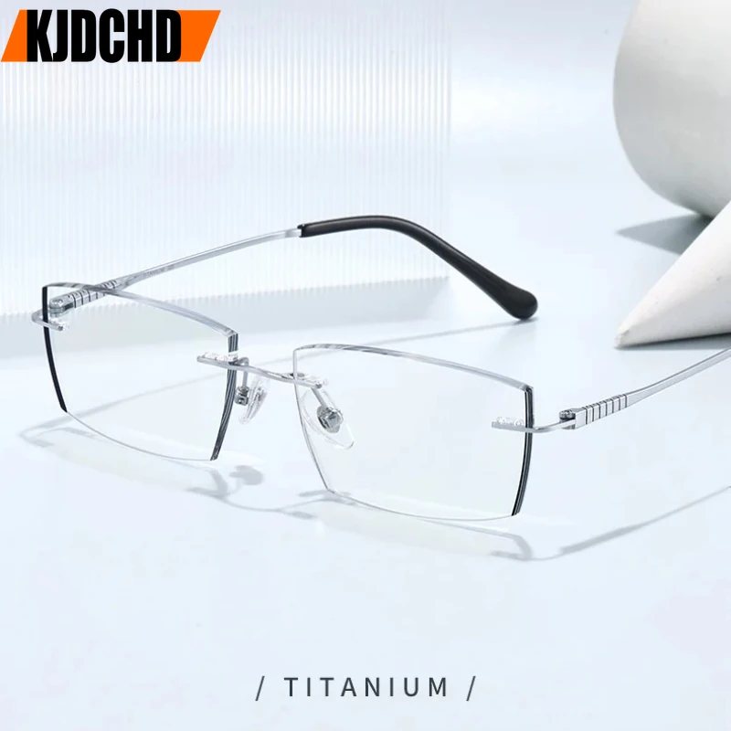 

KJDCHD Rimless Ultralight Titanium Glasses Frames Men Eyeglasses Fashion Frameless Women Eyepieces Luxury Glasses Frame Eyewear