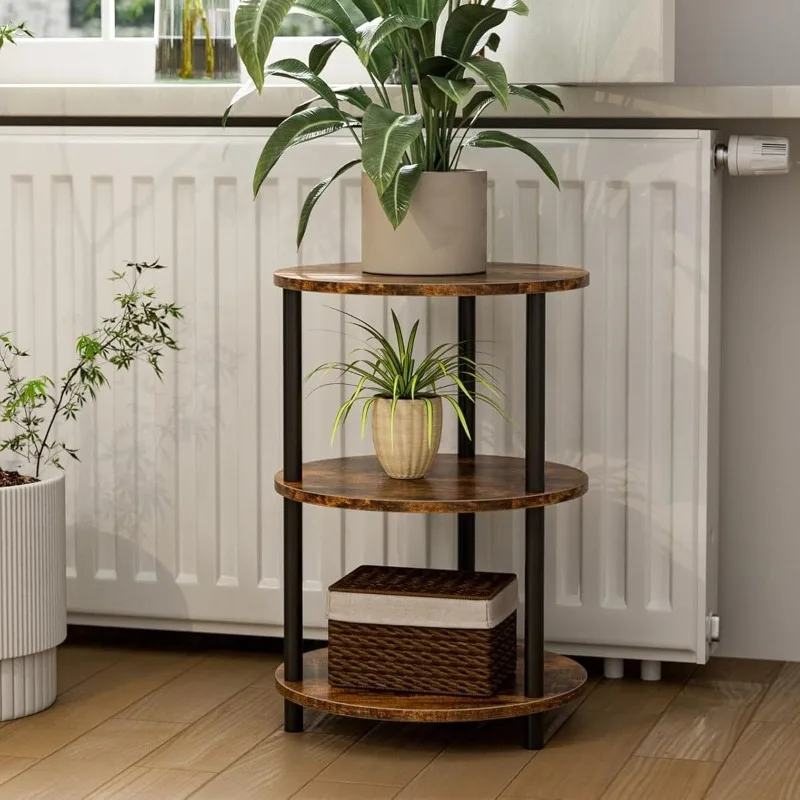 Industrial style multi-layer storage side table, small round table next to the sofa, simple bedside shelf