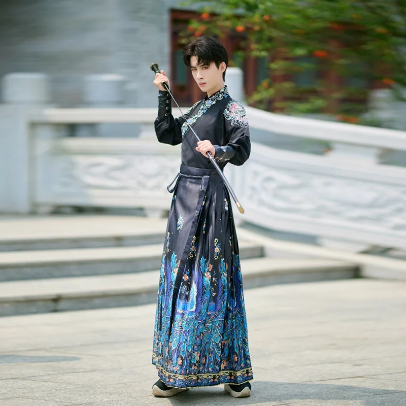 Vestido folclórico Hanfu tradicional chino para hombres, Túnica de espadachín de la Dinastía Han antigua, traje de Cosplay de Halloween