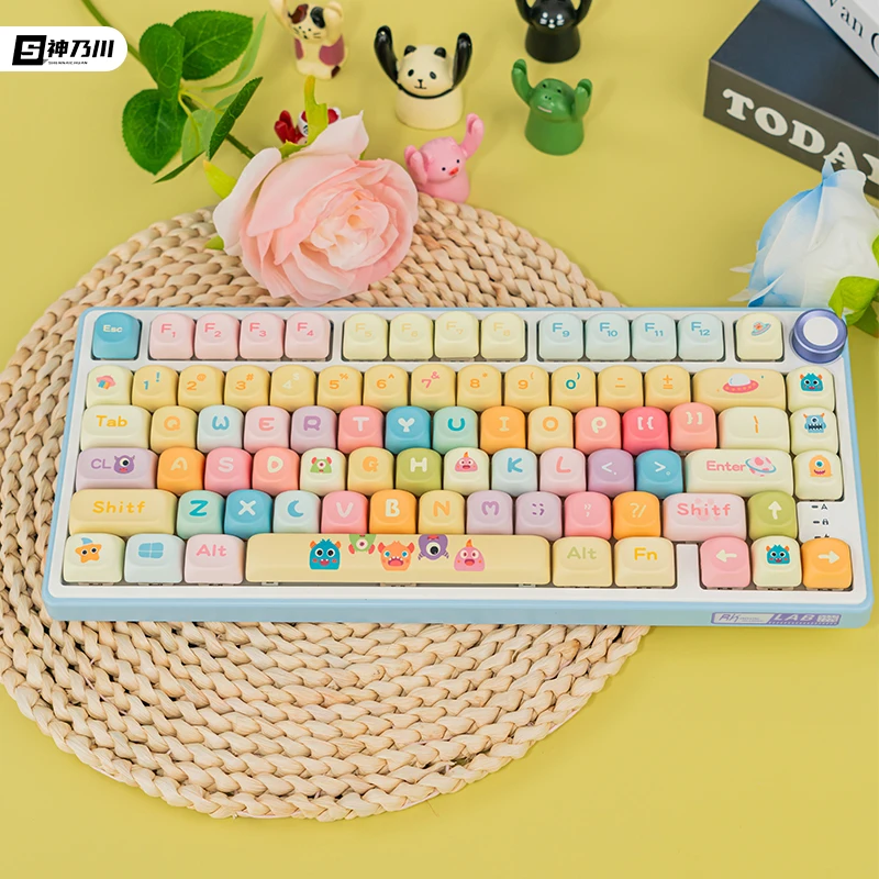 Large 142 Key Cap Pbt Little Monster Keycap Furry Weirdo Keycap Kawaii Theme Keycap Moa High Five Sides Thermal Sublimation