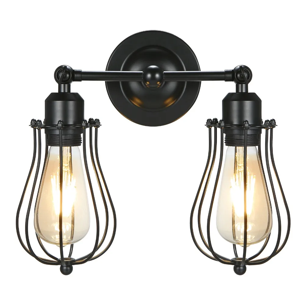 Vintage Double Head Wall Sconce Light 110V Grapefruit Shape Wall Light Adjustable Iron Wall Sconces Bedroom