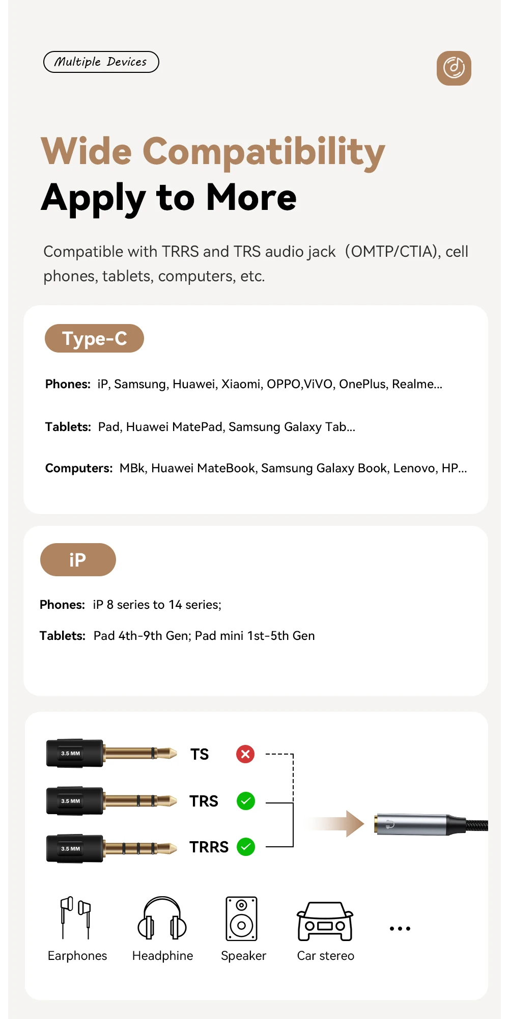 Essager IP zu 3,5-mm-Klinken-Audiokabel, Stecker auf Buchse, Kopfhörer-Winkeladapter, Typ C zu 3,5 mm Konverter für Samsung, Xiaomi, iPhone – Detail 8