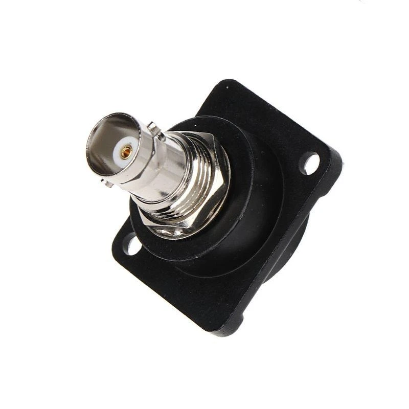 D-Type Double BNC Plug Connector Chassis Panel Mount Adapter o Monitoring Pa