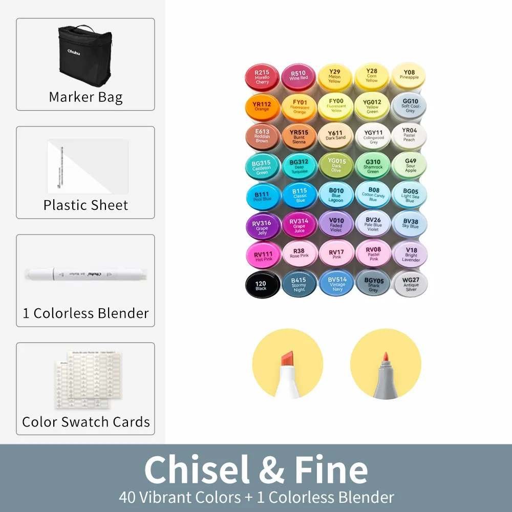 Ohuhu Oahu 40 Kleuren Markeerstift Set Alcohol Art Markers Dual Tips Vilten Pen Schetsen Tekening Graffiti Manga School Art Supplies