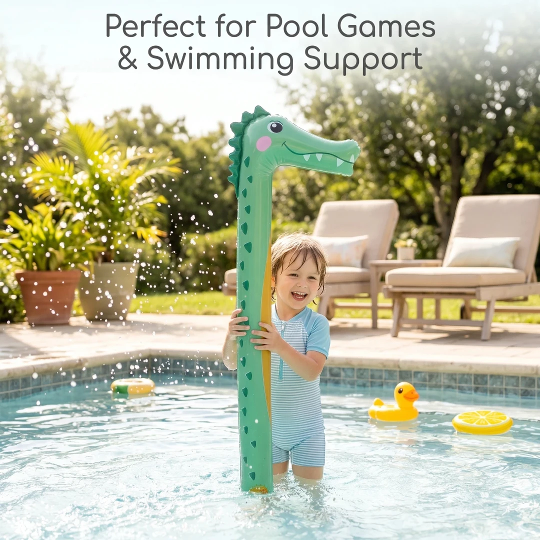 Cartoon Crocodile Pool Noodle Floating Swimming Buoyancy Stick for Kids, Cute Animal Water Training Aid Toy for Pool Summer Play