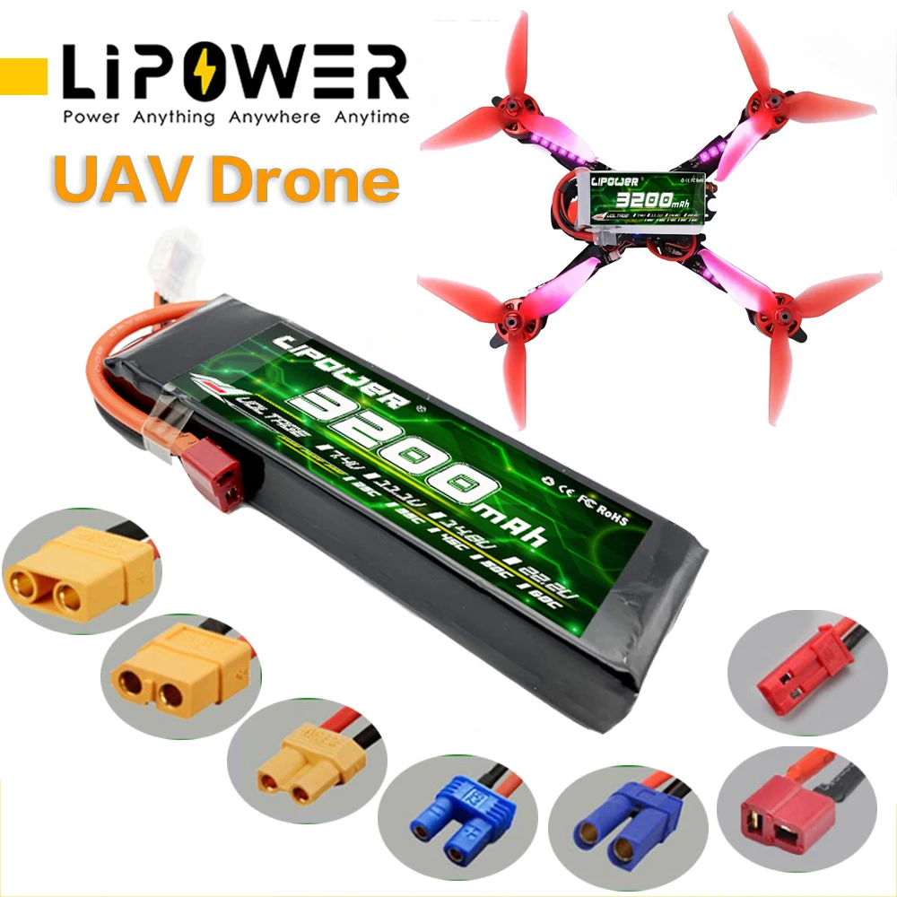 

3200 мАч Lipo Drone БПЛА литиевая батарея Quadcopter четырехосевой 7,4 В 11,1 В 14,8 В 18,5 В 22,2 В XT60 XT30 JST Deans T оригинальный аккумулятор