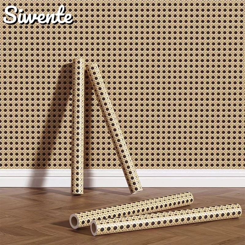 

Rattan Pattern PVC Self-adhesive Wallpaper Peel and Stick Home Decor Kitchen Bathroom Waterproof Vinyl Wall Sticker Renovation