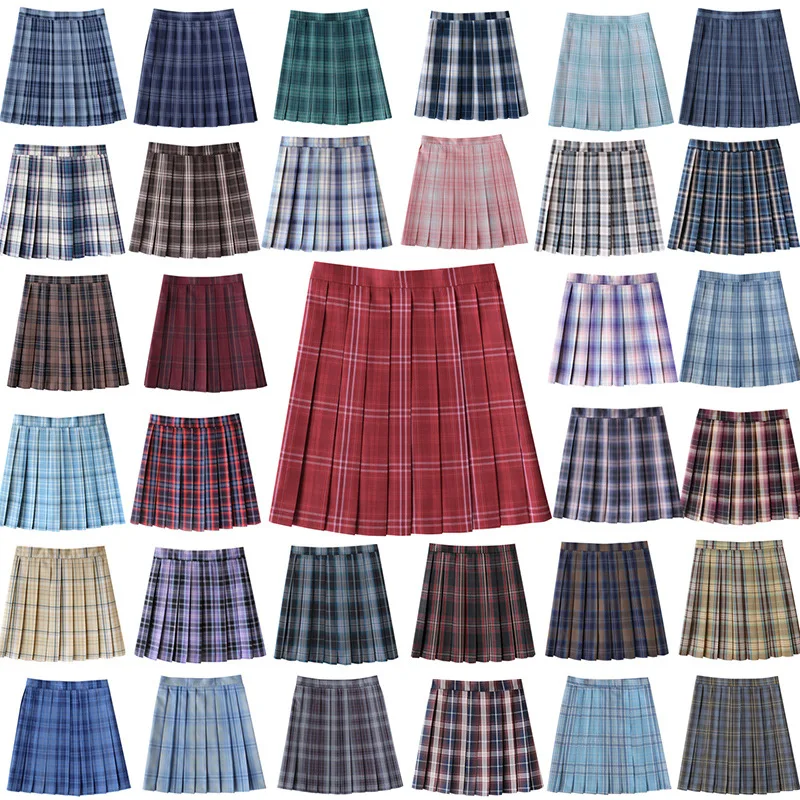 

XXS-5XL Women Plaid Pleat Skirt With Necktie Bowtie Harajuku Preppy Mini Japanese School Uniforms Girls Summer Jupe Kawaii Skirt