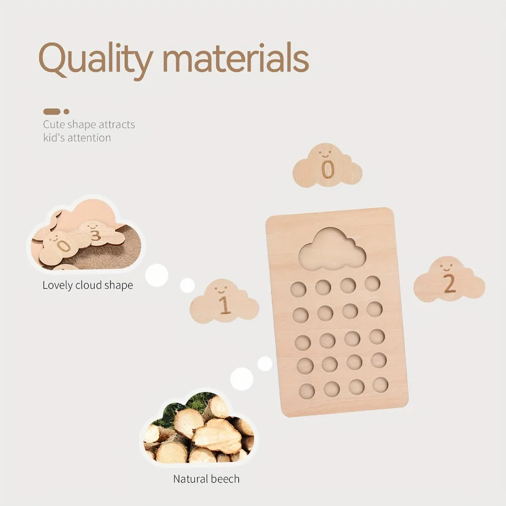 Wooden Cloud Number Board Toys & Games Montessori Numbers Balls Math Board for Matching Sorting Counting Early Educational Gift