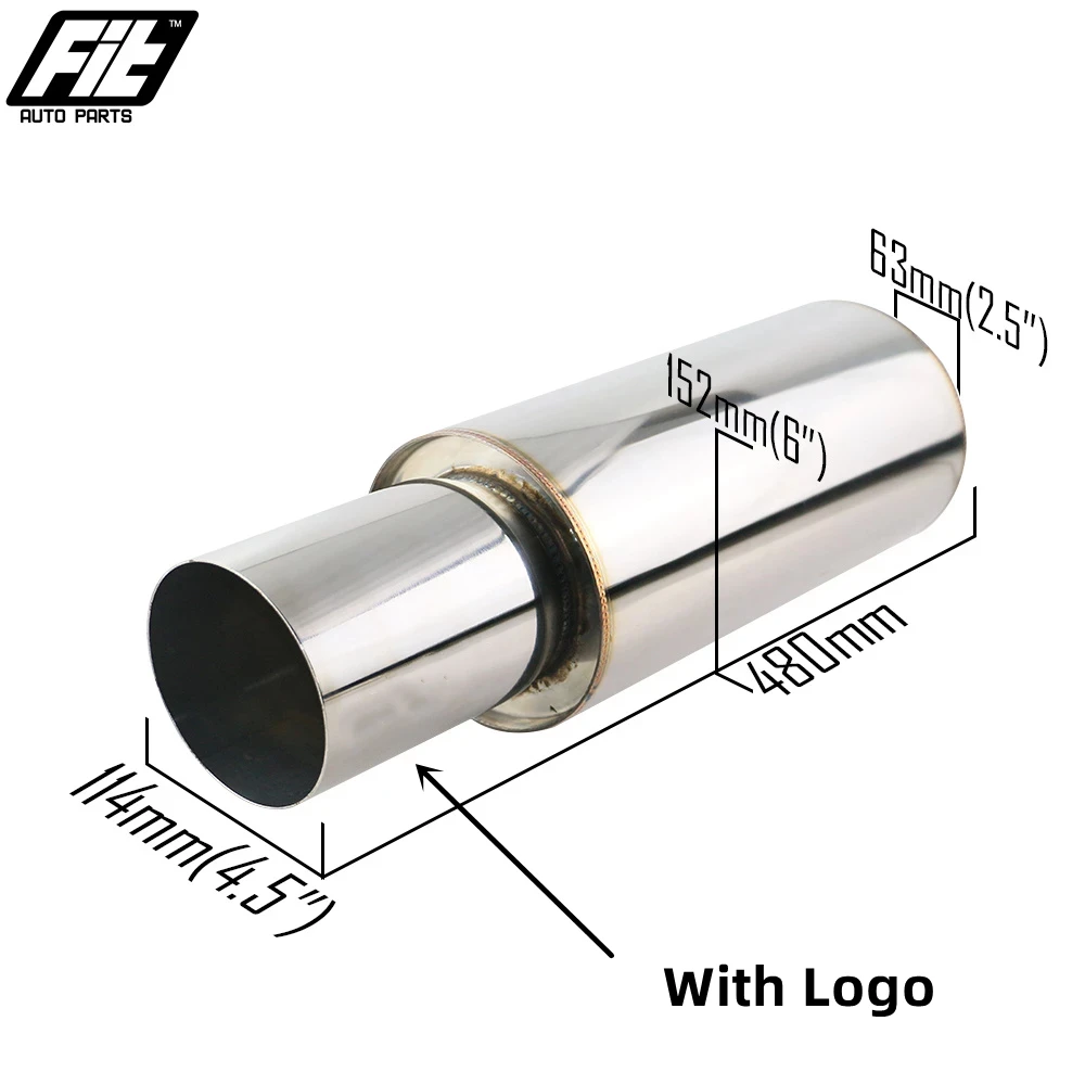 Stainless Steel Rear Muffler On The Car High Flow Racing Muffler Noisy Sound Exhaust Pipe