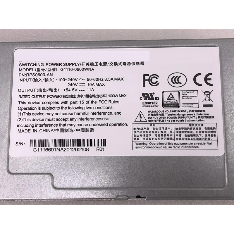 RPS0600-AN 600W For Gospower G1116-0600WNA Server Power Redundant Power Supply